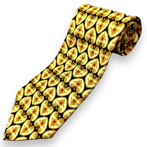 Tutto Matto 100% Silk Dress Tie Made in‎ Italy Bold Geographic Print 58" 3.75" - Picture 1 of 11